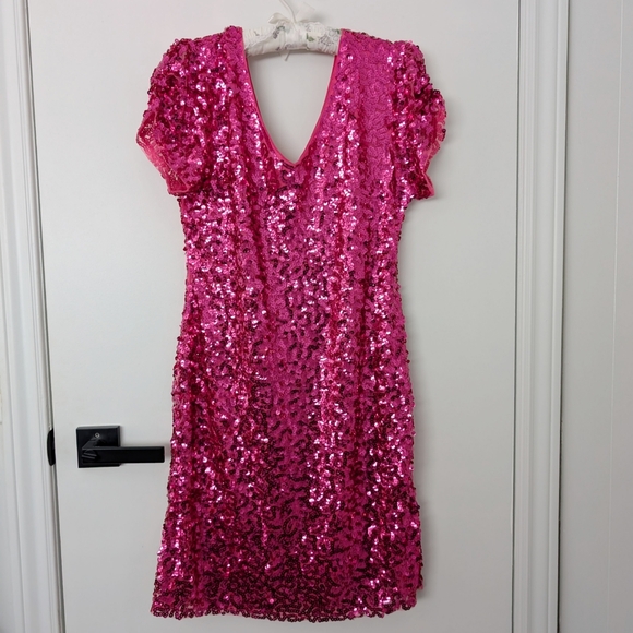 Hot pink sequin cocktail party dress - Picture 6 of 6